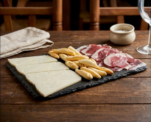 ficticio tabla de jamón serrano y queso