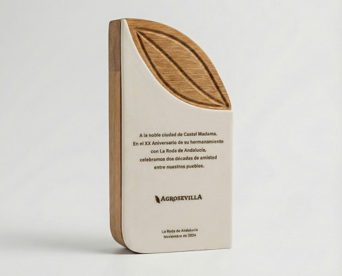 trofeo en resina y madera